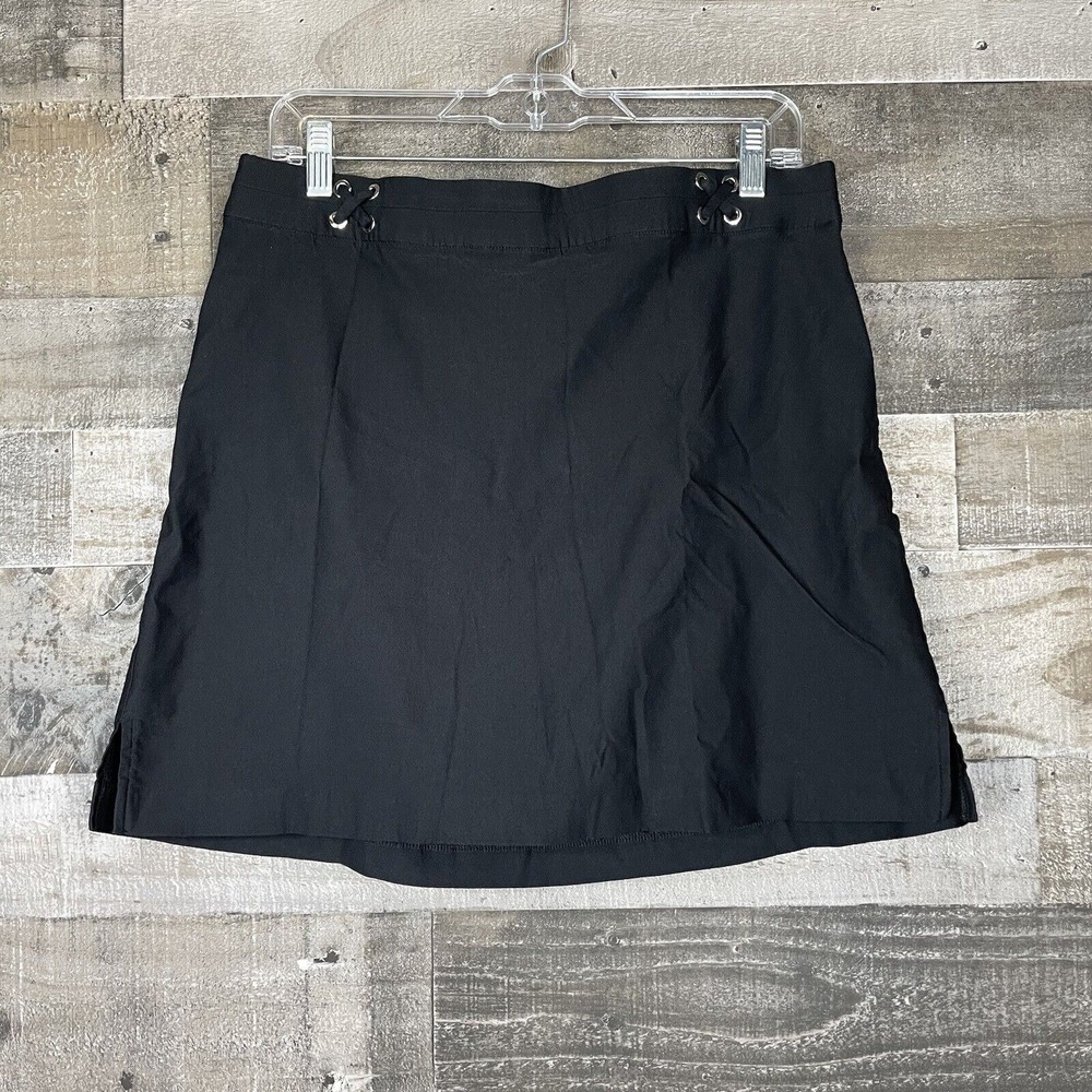Rafaella Comfort Skort Womens Size L Black Stretch Pull On Skirt Shorts
